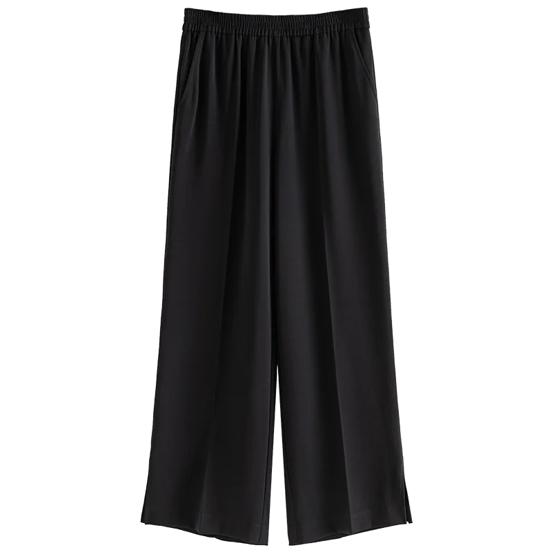 DUSHU Simple Commuting Style Versatile Straight Casual Pants for Women's Spring New High Waisted Long Trousers Female black