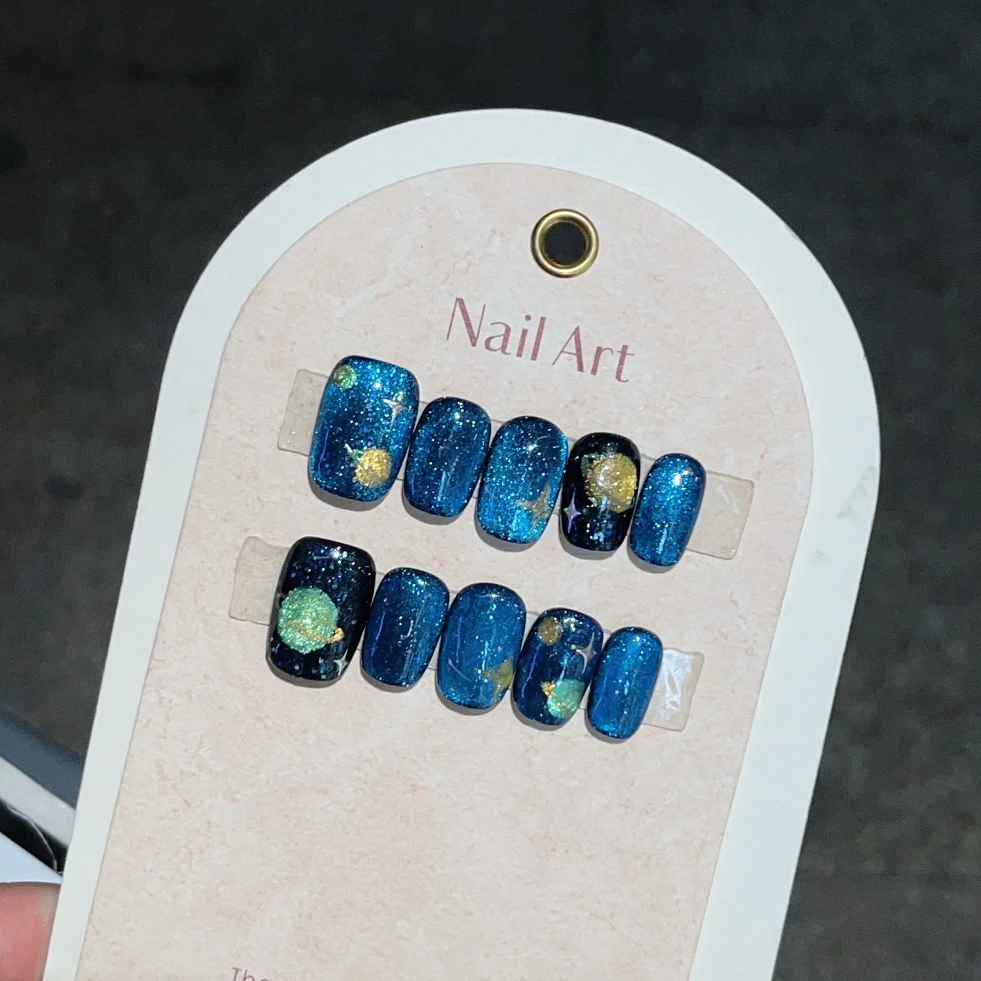 10Pcs Cute Sweet Teddy Bear Handmade Fake Nail Press Ons Sparkling Gel Nails with Glue Cartoon Nail Design Ombre False Nail Tips