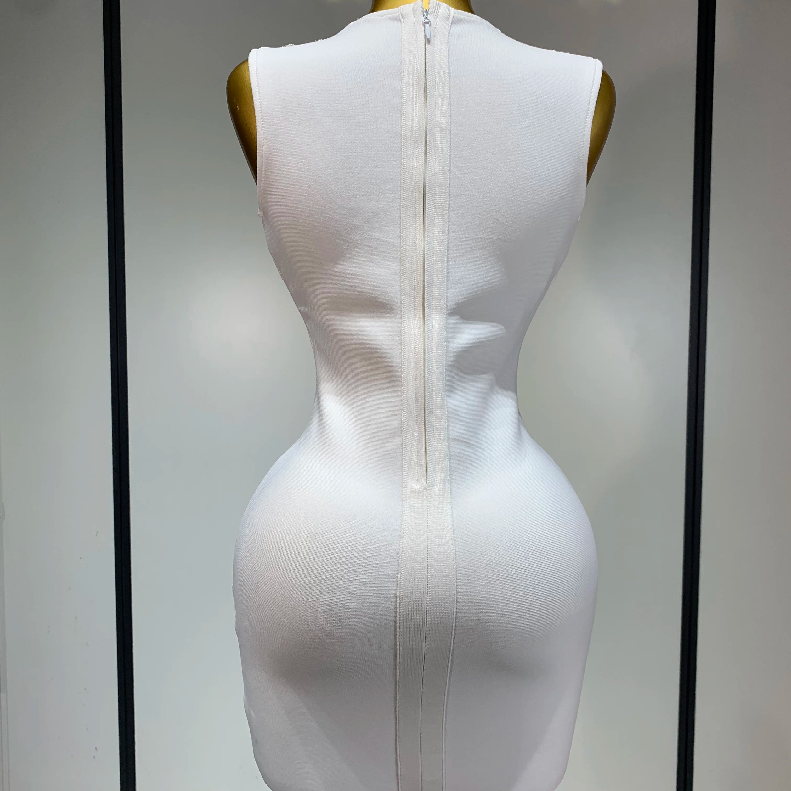 Women 2025 Sexy V Neck Cut Out Short Bandage Dress Silver Sequin White Elegant Luxury Birthday Party Club Wedding Vestidos