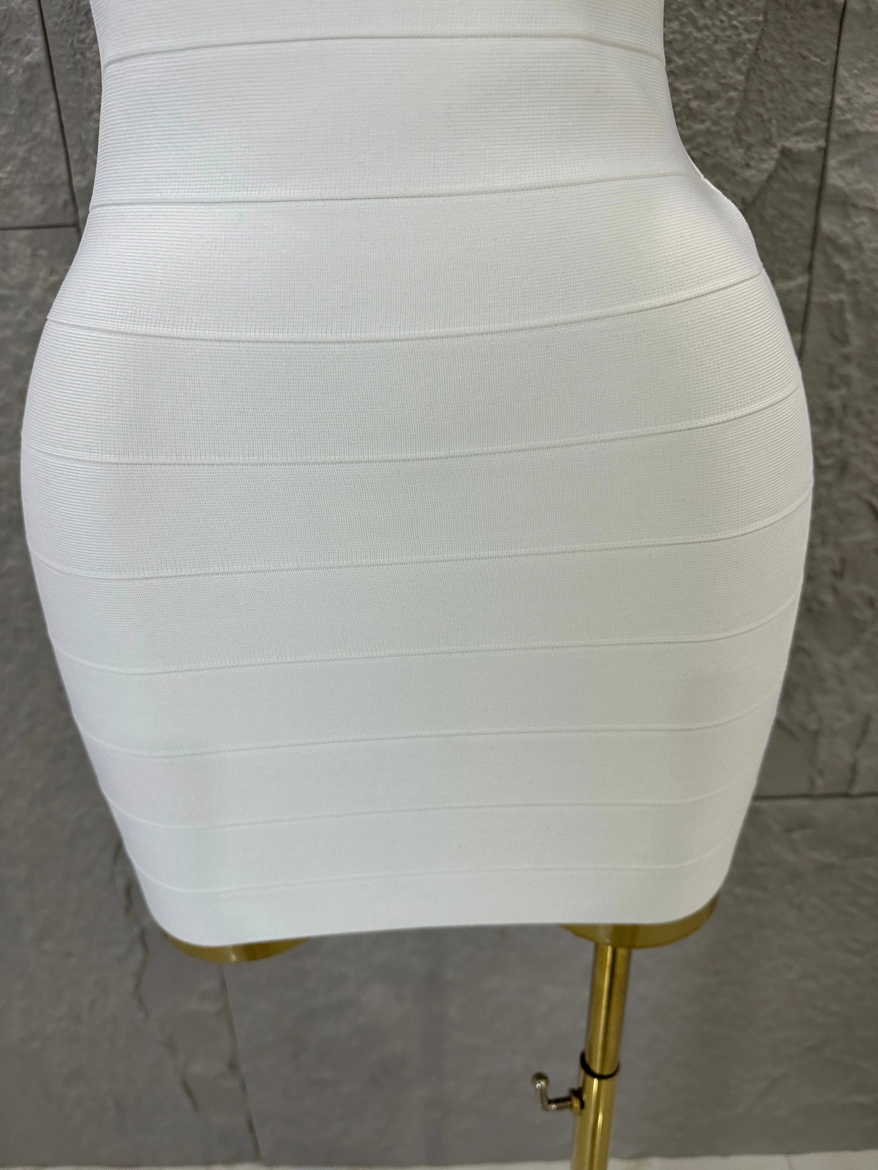 Elegant White Bandage Mini Dress Women Sexy Scoop Neck Sleeveless Bodycon Evening Party Cocktail Party Costume
