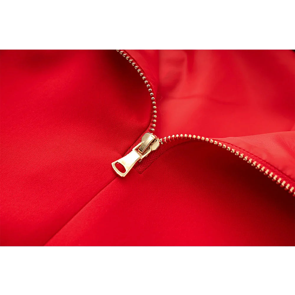 Wow Amazing Elegant Lady Stunning Blazer 2PCS Sets Red Mini Skirt With Blet Work Wear Women Luxury Suit