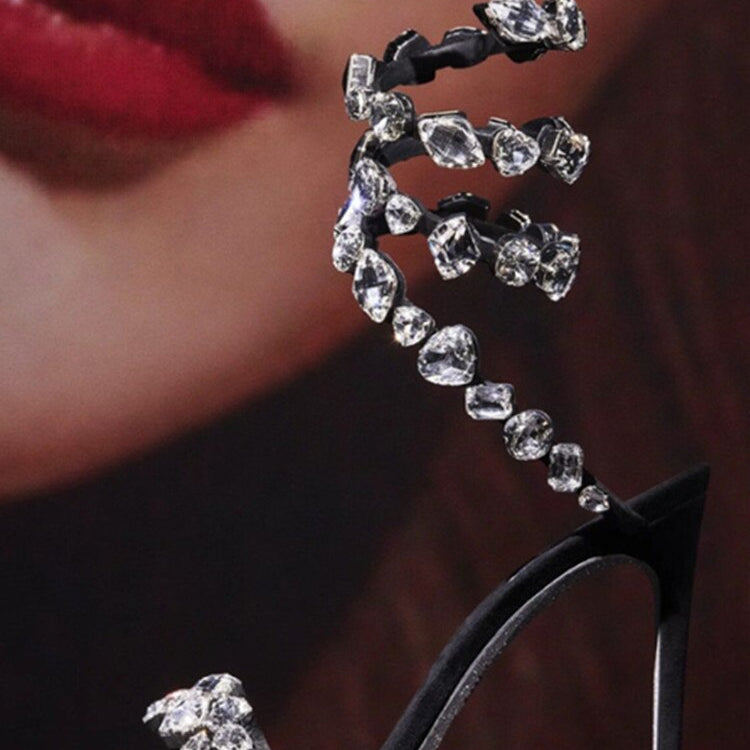 Summer New Colored Diamond Women's High Heel Sandals Water Diamond Fashion Silver Sole Party Party Party High Heel Shoes 8CM white diamond