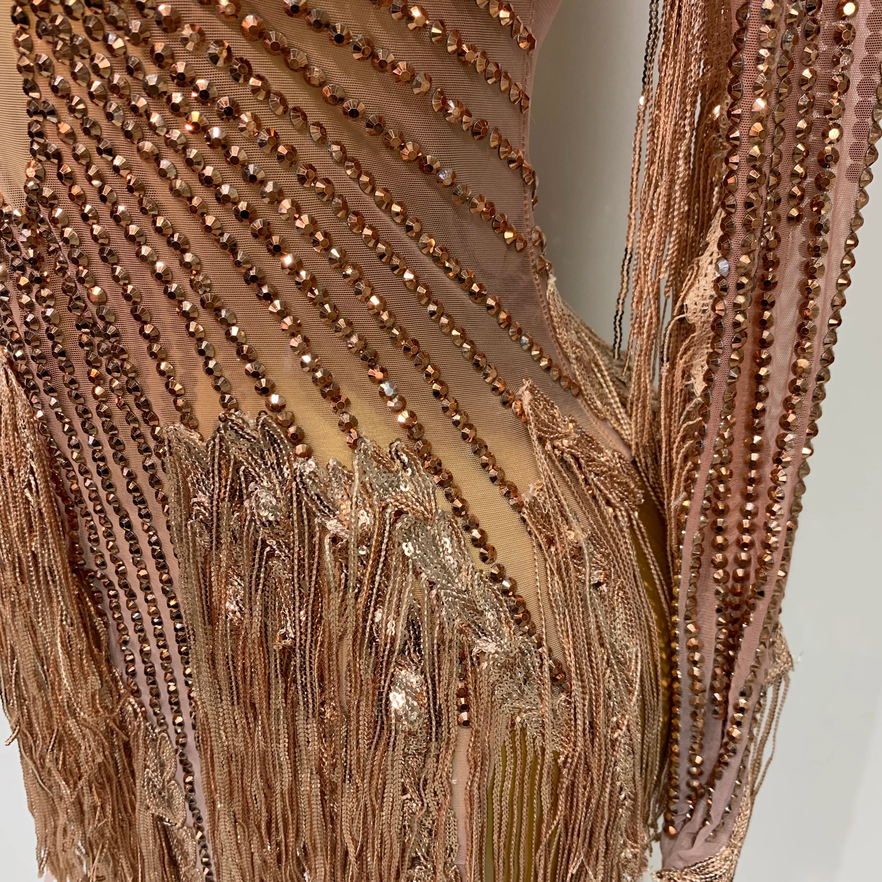 Women Sexy Long Sleeve Tassel Diamond Dress Luxury Birthday Evening Party Costume Nightclub Celebrity Stage Performance Outfit