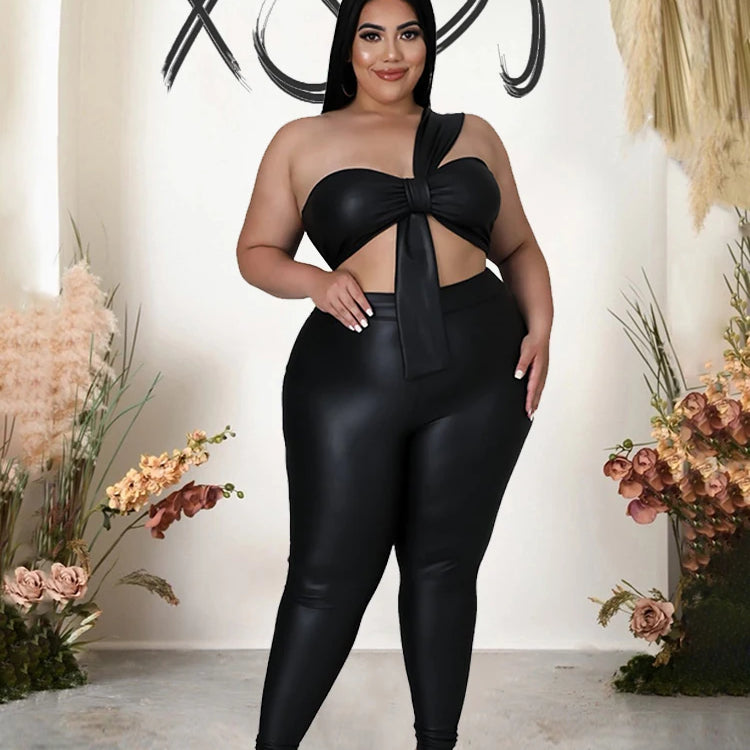 Two Piece Set for Women Strapless Crop Top and Pants Tight Night Club Outfit Sexy Set Plus Size Suit Wholesale Dropshipping