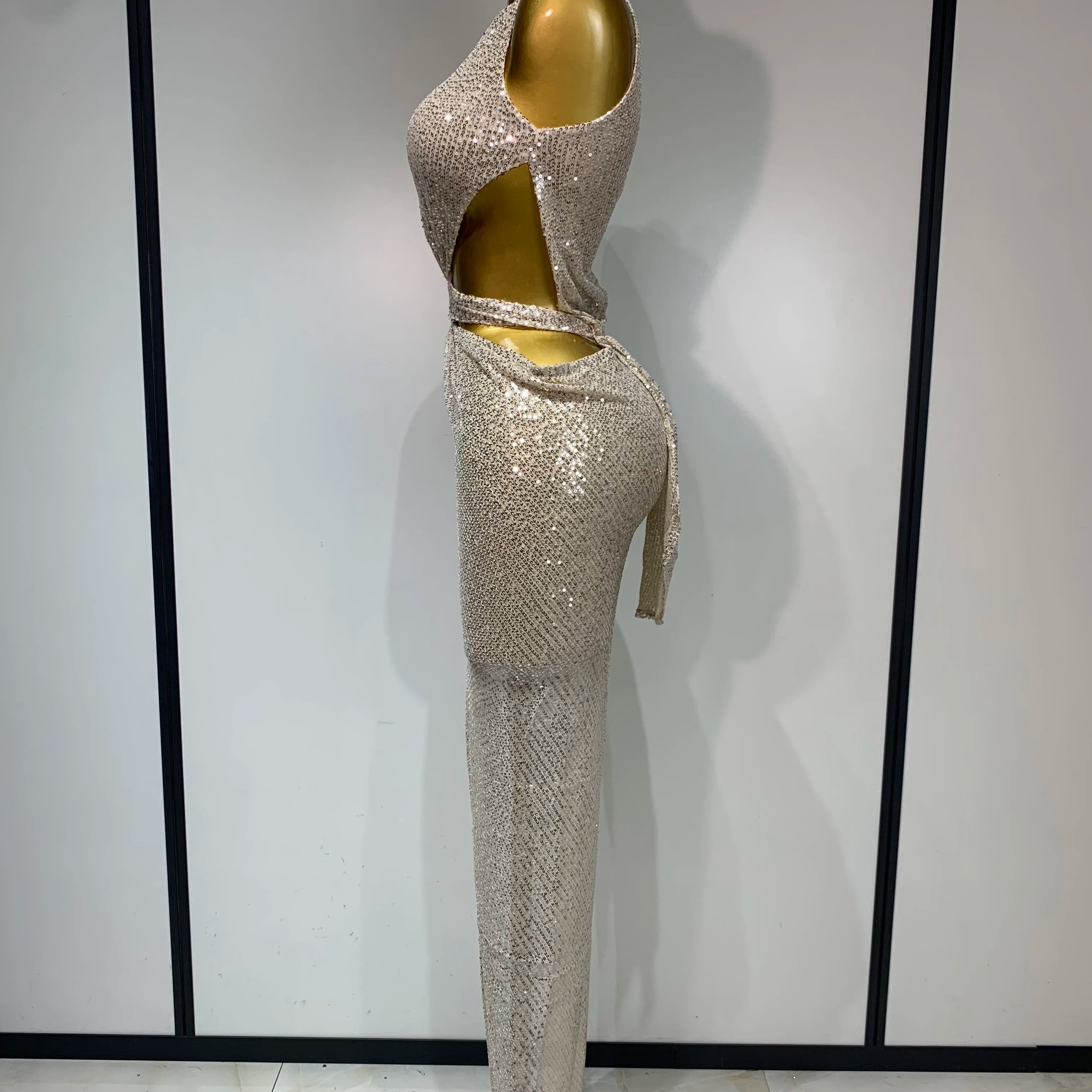 Women Sexy One Shoulder Long Dress High Street Designer Elegant Split Elegant Evening Party Luxury Birthday Dress Vestido