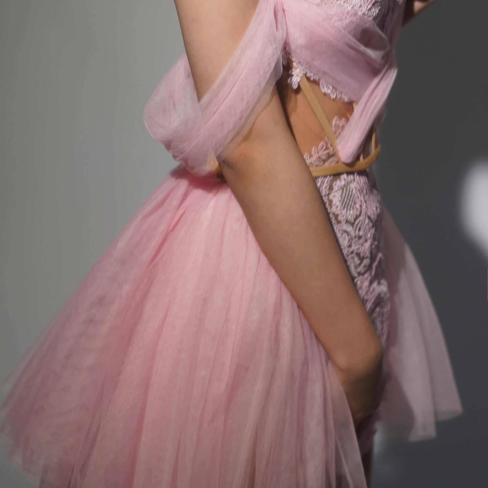 Grey Pink Women Sexy Strapless Mesh Sequins Bodycon 2 Pieces Long Dress Celebrate Birthday Party Photo Shoot Wear