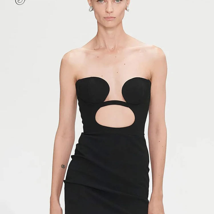 VC Sexy Strapless Mini Dress Women Chic Classy Hollow Out Ring Sleeveless Bodycon Bandage Dress Summer 2023 Trendy
