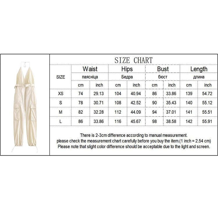 TRAF Summer Women Safari Style Jumpsuit With Belt 2024 New Female Solid Pocket Decoration Deep V-Neck Backless Camisloe Bodysuit