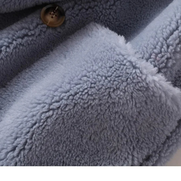 Real Fur Coat Australian Womens Natural Wool Coats Thick Warm Elegant Loose Large Size Long Outwear For Women