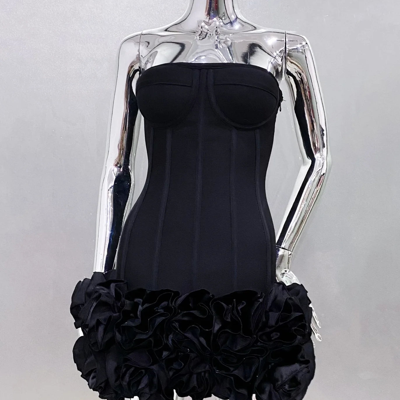 Red Color Women Sexy Strapless Ball Gown Mini Dress Celebrity Red Carpet Fashion Evening Party Celebrate Dress Wholesale black