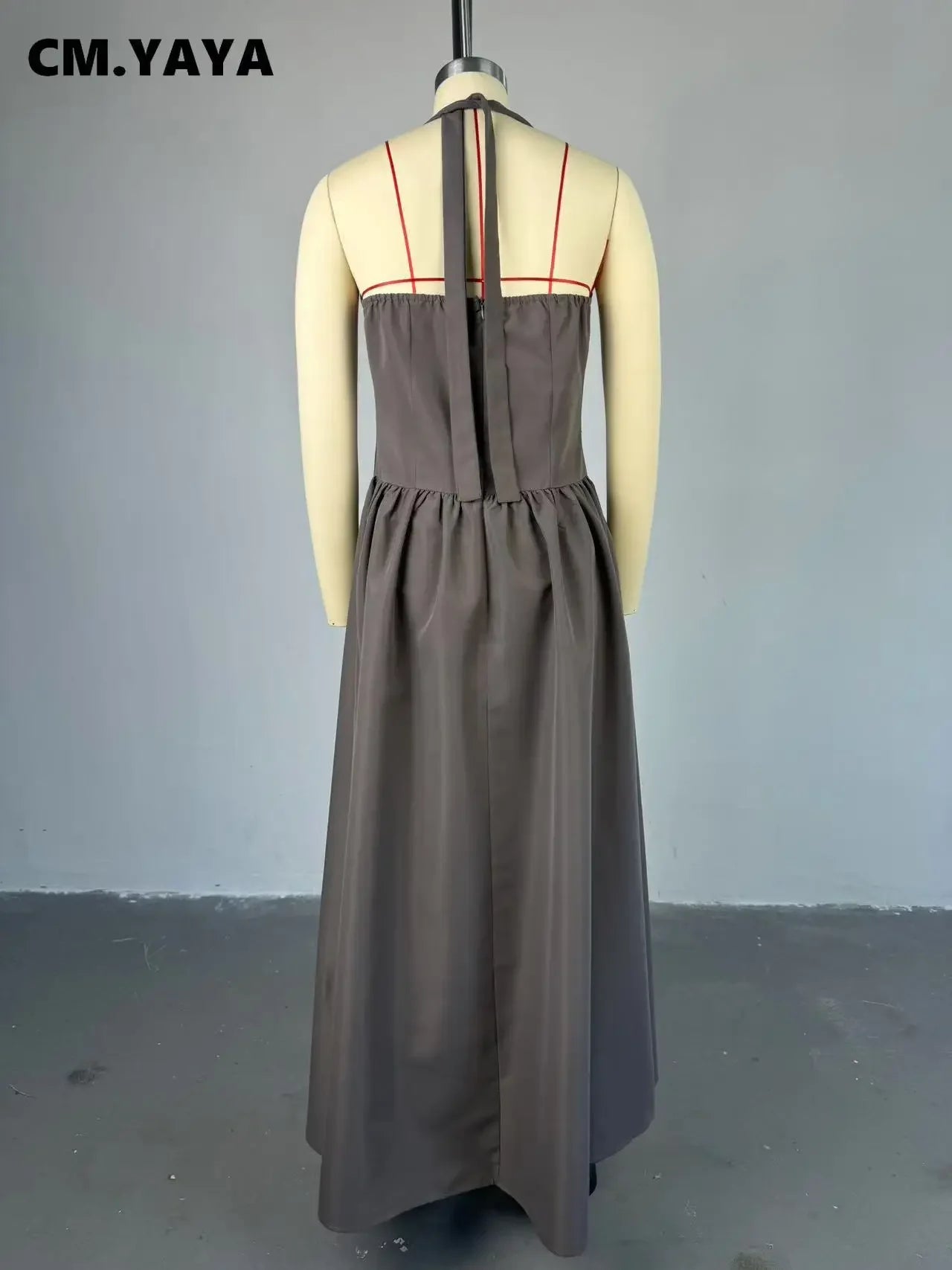 CM.YAYA 2024 Summer Sleeveless Sweet Strapless Slim Halter Floor-Length Long Women Dress Beach Party Evening Sexy Maxi Dresses