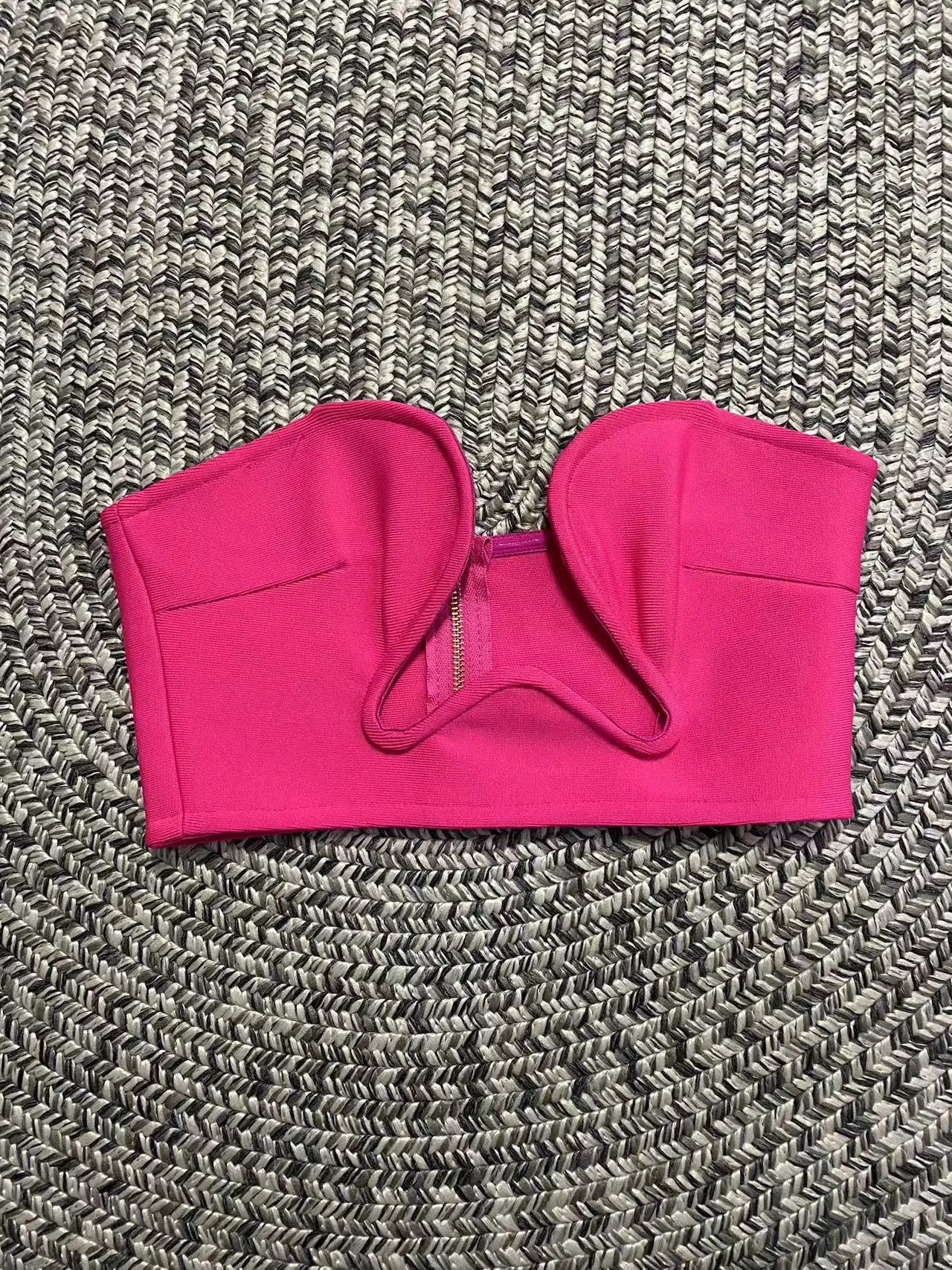 New Summer Black White Fashion Off the Shoulder Tops Sexy Bandage Strapless Short Tops Tank High Quality Rose Red