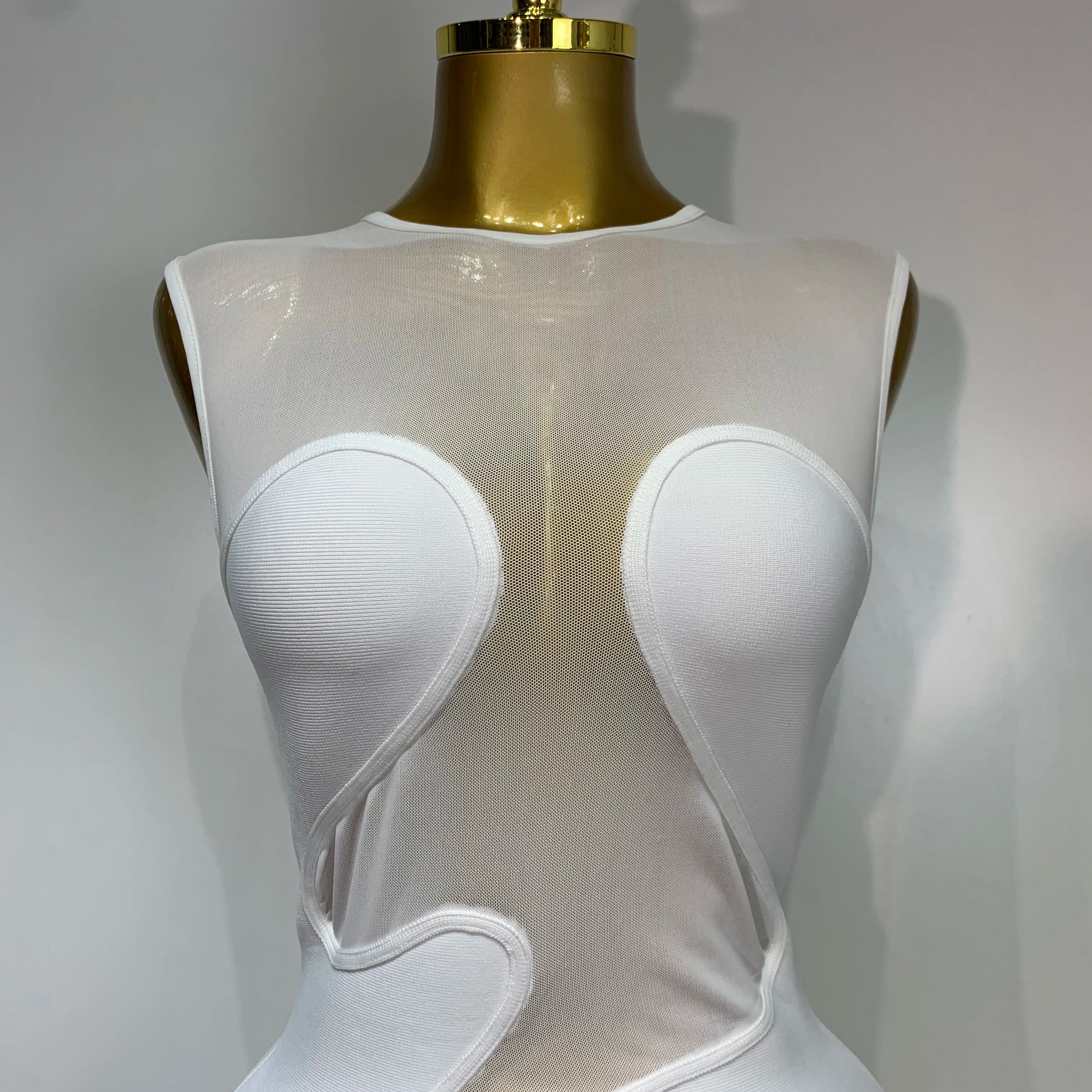 Sexy O Neck Mesh Bodycon Bandage Dress Evening Party Gown 2025 Celebrity Elegant Luxury Birthday Club Dresses