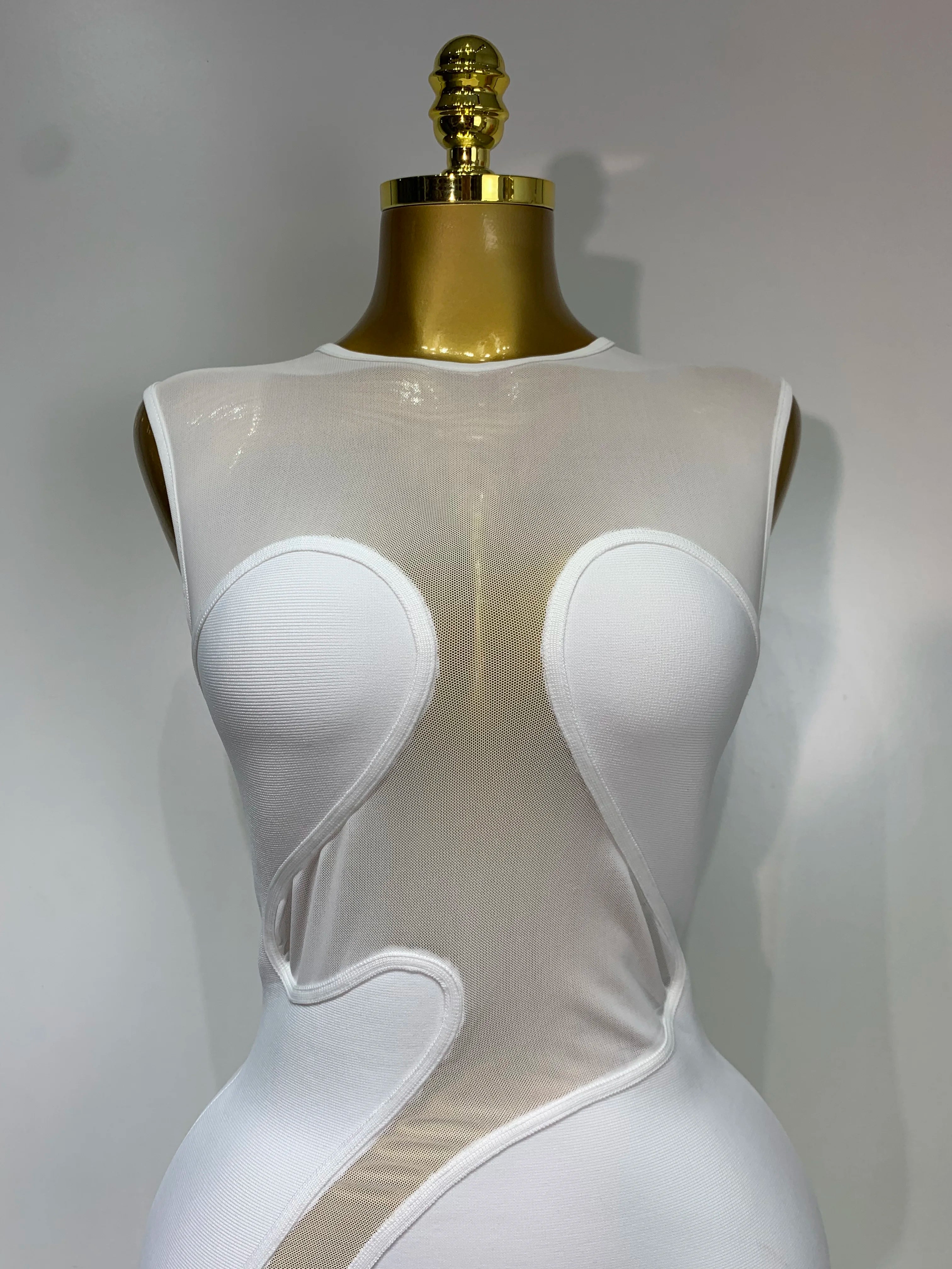 Sexy O Neck Mesh Bodycon Bandage Dress Evening Party Gown 2025 Celebrity Elegant Luxury Birthday Club Dresses