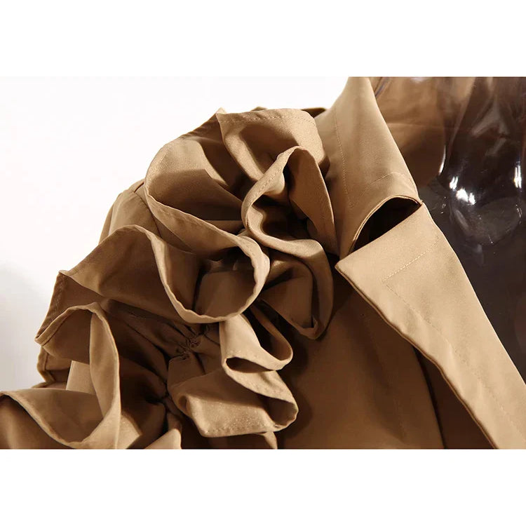 Lautaro Spring Autumn Long Black Khaki Trench Coat for Women Belt Elegant Chic Stylish Luxury Designer Clothes Runway Fashion