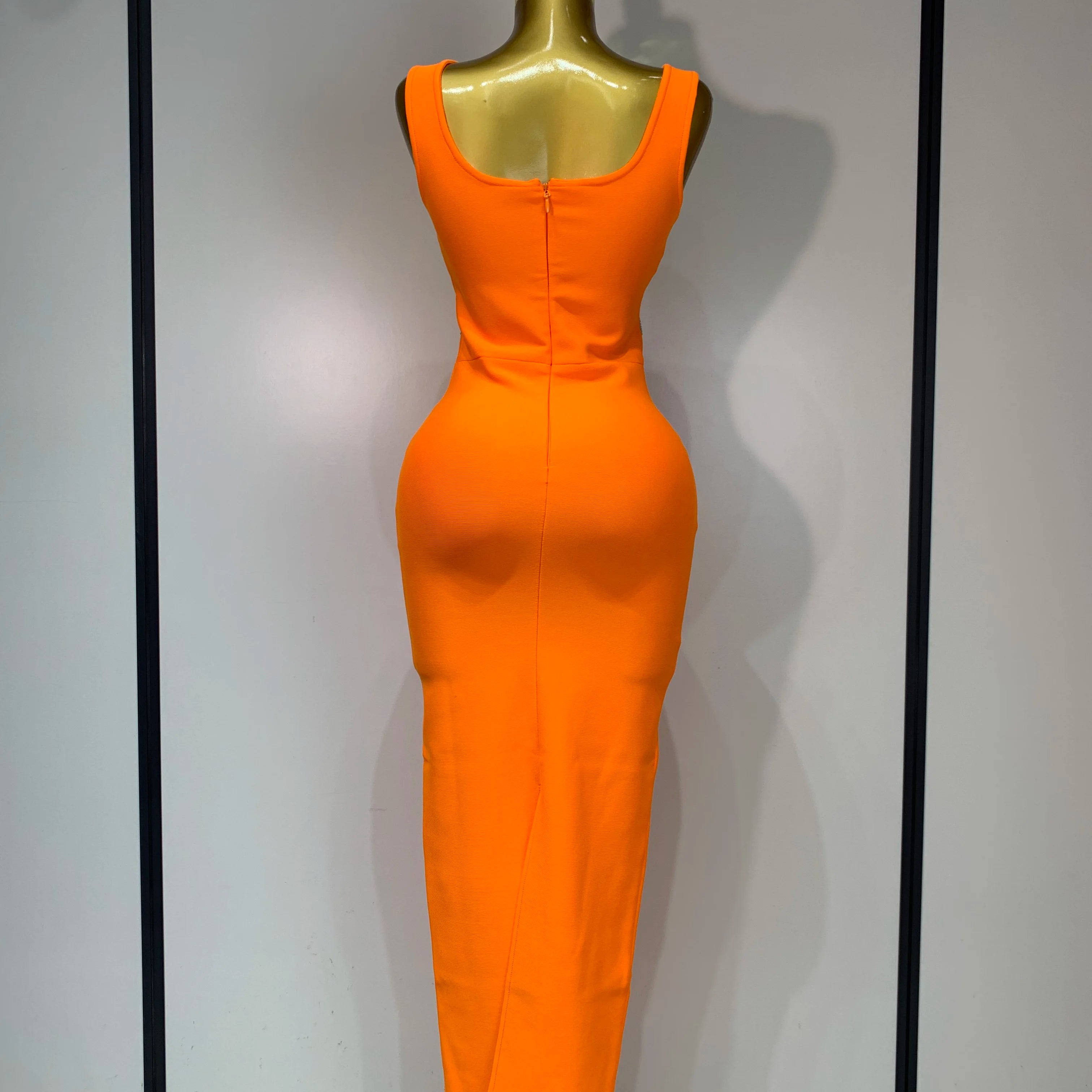 High Qulity Sparkling Diamonds Sleeveless Strech Bandage Dress Elegant Woman Evening Party Wedding Guest Luxury Birthday Dress