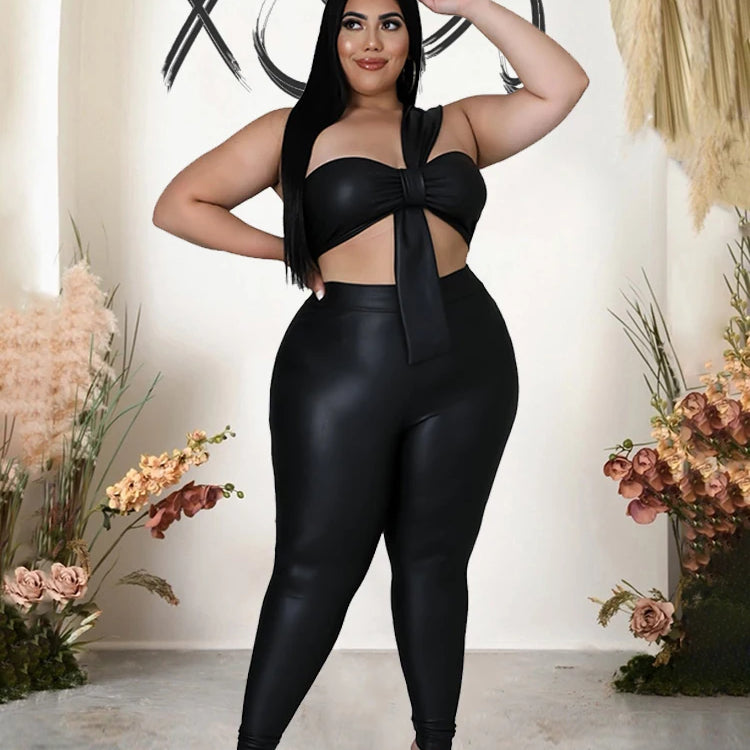 Two Piece Set for Women Strapless Crop Top and Pants Tight Night Club Outfit Sexy Set Plus Size Suit Wholesale Dropshipping