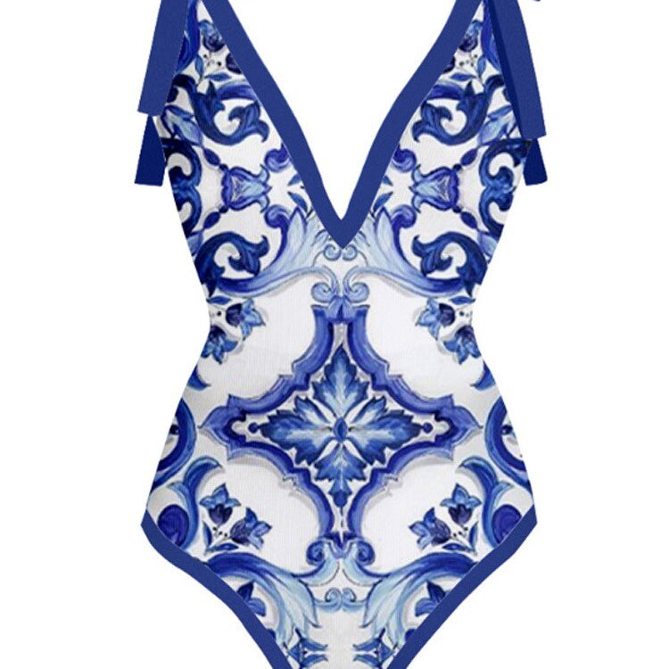 Skirt Cover Up Bodysuit Set Women Bandage Bathing Suit Swimwear Summer New Fashion Print Beach Holiday Bodysuit Cover Up Outfits