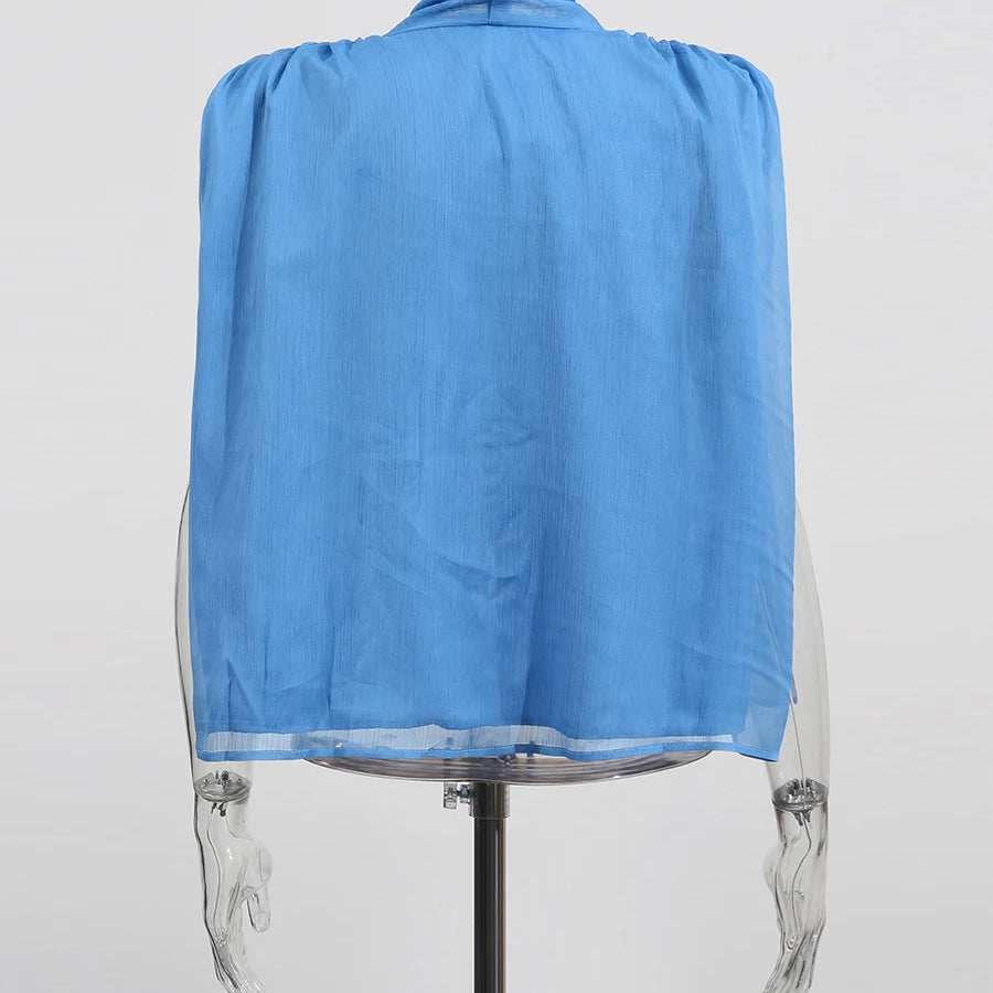 Solid Loose Spliced Bow Elegant Blouses for Women Round Neck Sleeveless Temperament Blouses Female Fashion Clothing