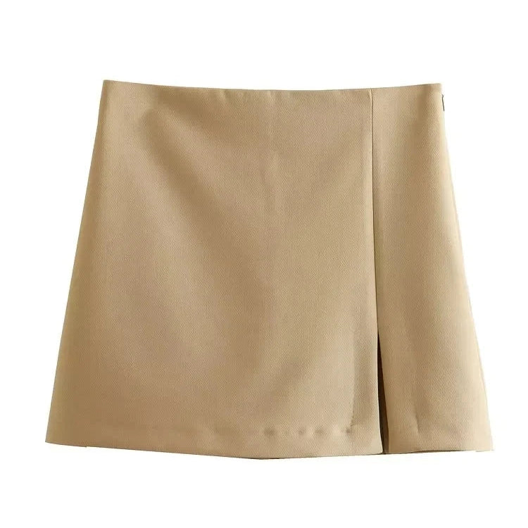 TRAF 2023 summer women's skirt shorts fashion retro high waist zipper side Y2K skirt women's fashion straight skirt shorts