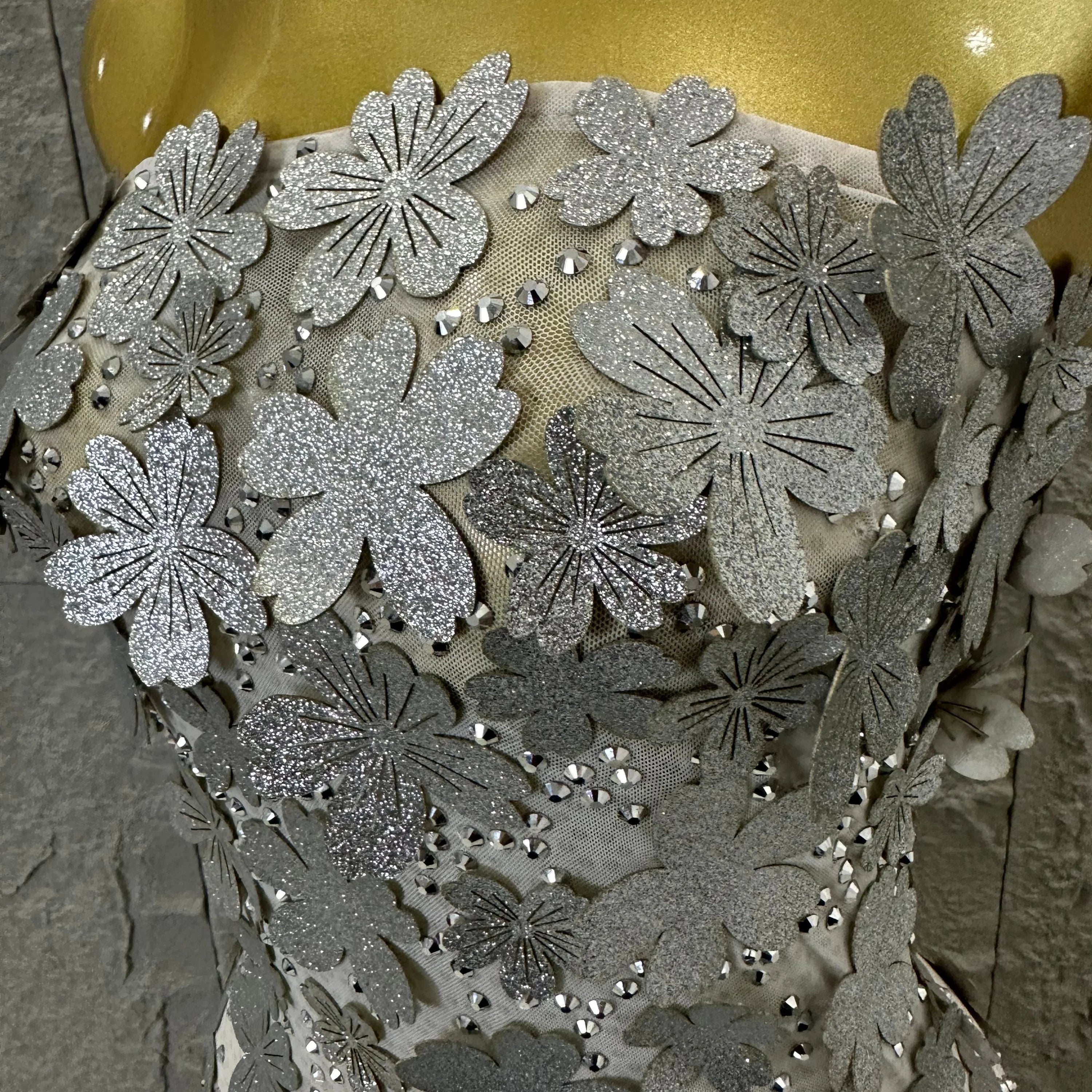 Sparkly Women Sexy Strapless Slim-fit 3D Flower Evening Gala Party Nightclub Cocktail Party Stage Performance Costume