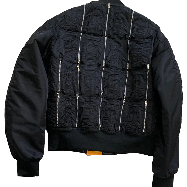 Lautaro Autumn Winter Black Short Warm Bomber Jacket Men with Back Many Zippers Luxury Designer Heavy Industry Emo Clothes 2025