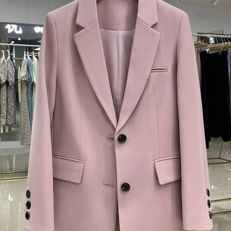 Women Jackets Pink Small Suit Women's Coat Casual Small Loose Korean Version Small Suit Women's Design Sense Blazer Women Pink