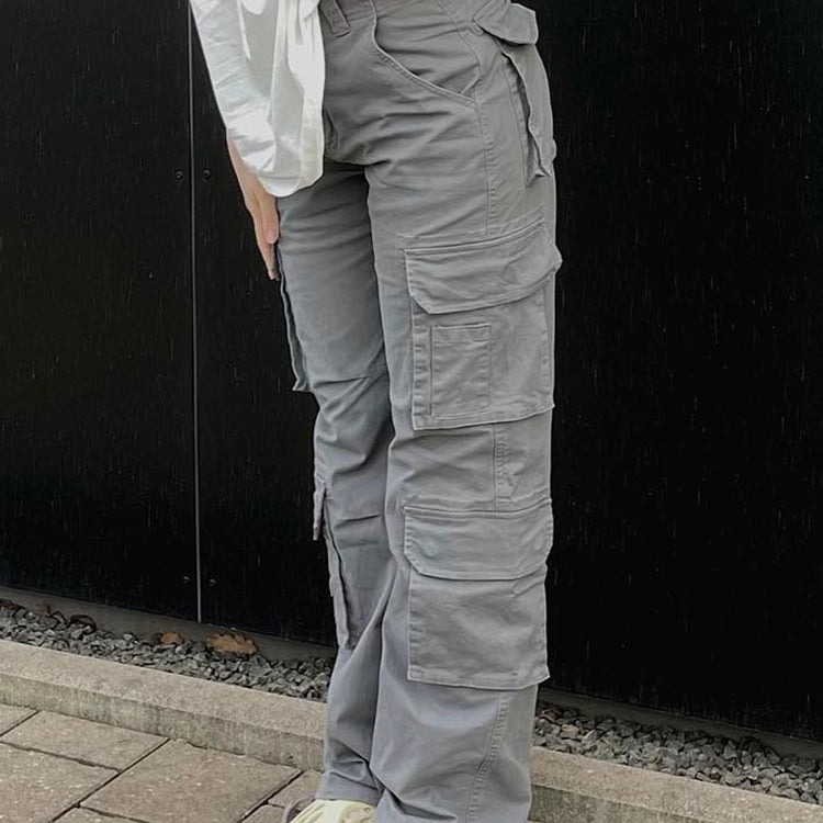 Vintage Cargo Pants Baggy Jeans Women Fashion 90s Streetwear Pockets Wide Leg High Waist Straight Y2k Denim Trousers Overalls