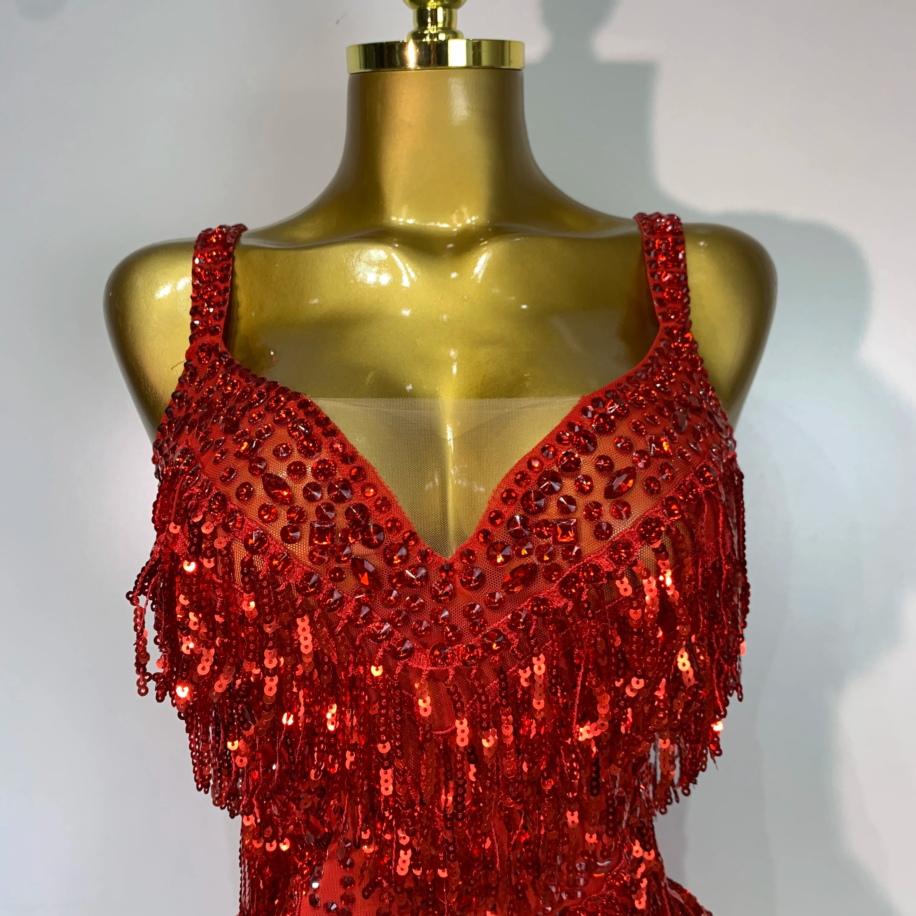 Sparkly Rhinestone Tassel Sexy Backless Mesh Bodysuit Women Luxury Birthday Party Nightclub Bar Dencer Stage performance Costume