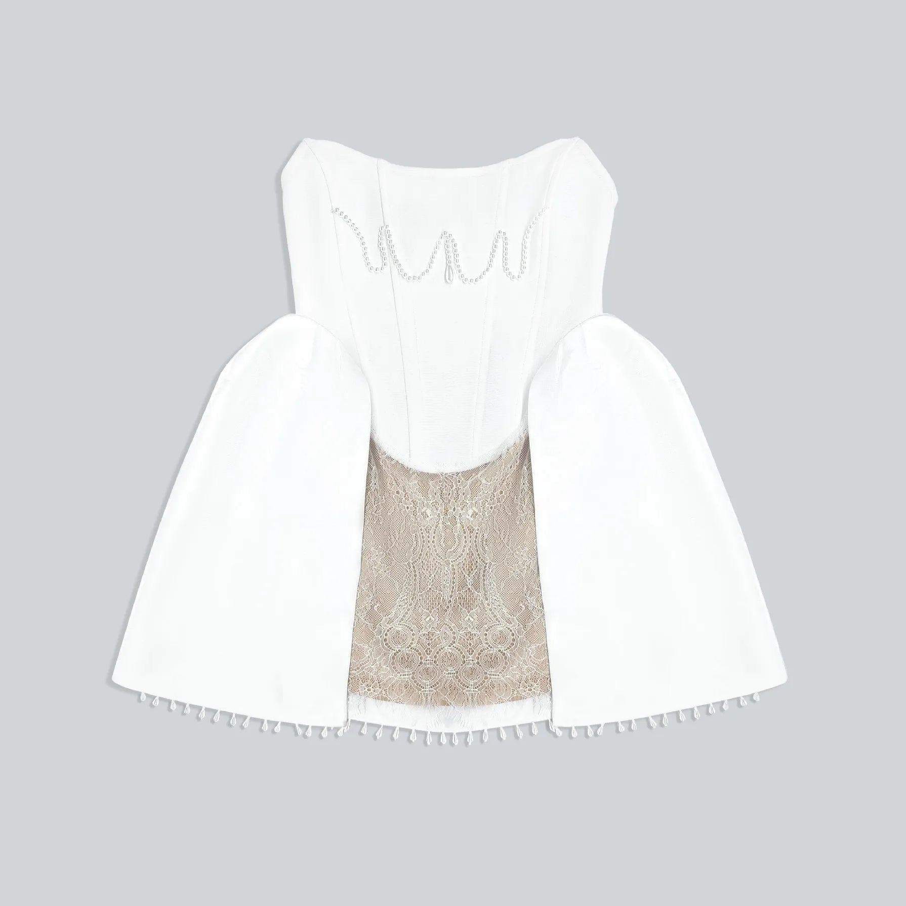 Black White Color Women Sexy Strapless Shinning Diamond Lace A-line Mini Dress Birthday Party Cute Girls'Phot Shoot Dress WHITE