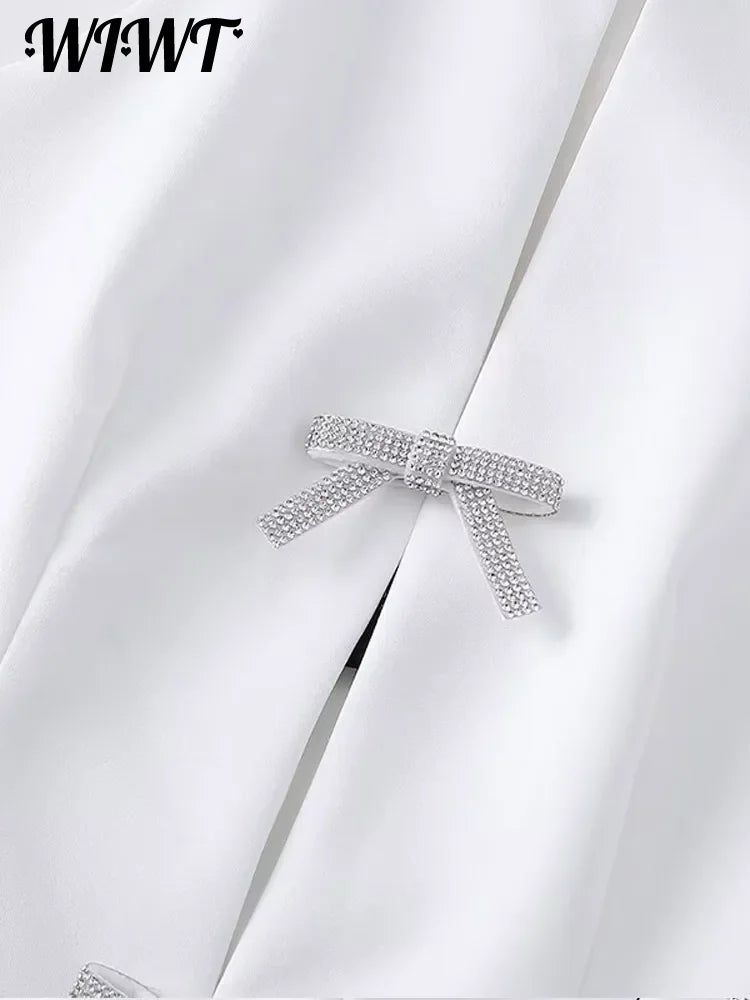 Elegant Rhinestones Bow Halter Vest Women Sleeveless Backless Hollow Out Lace Up Female Tops Summer Fashion Lady Sling Top