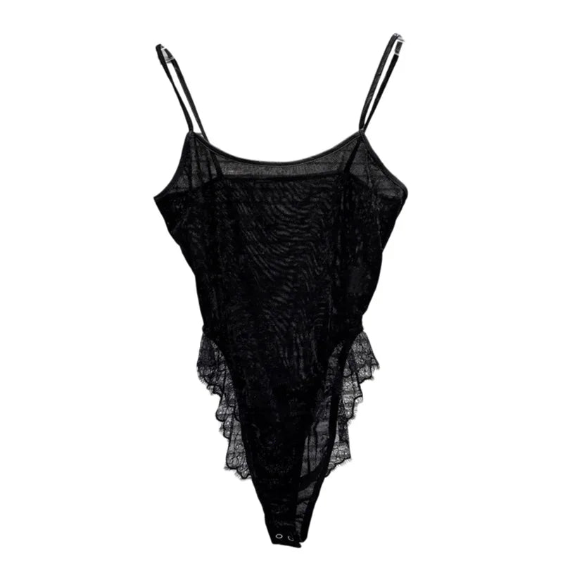 Winter New Fashion Lace Patchwork Slim Fit Backless One-Piece Camisole For Women Versatile Tops Female 11A07465