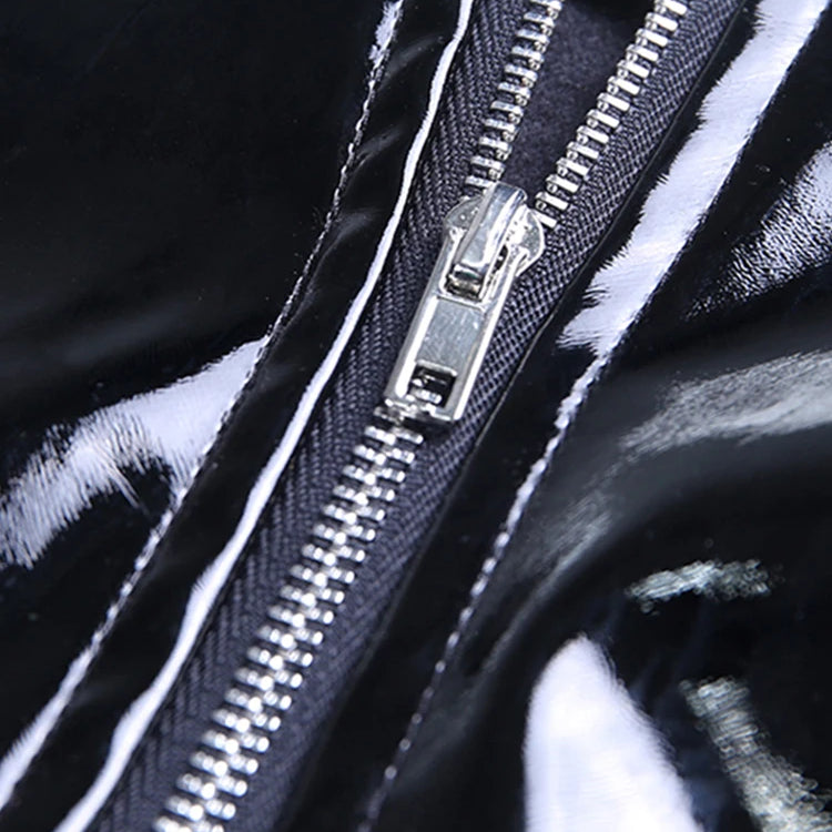 Lautaro Spring Soft Shiny Reflective Black Faux Leather Maxi Skirt Women with Double High Slit Dark Academia Y2K Clothes 2025