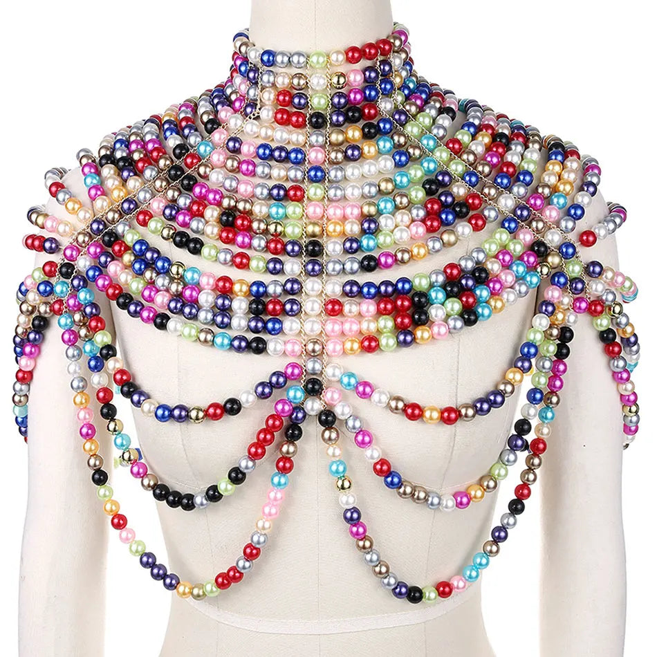 UpAvonu Shawl Top Women 2025 New Fashion Women Round Neck Cloak Sleeve Pearl Shawl Top Women Elegant Shawl Top Women MULTI One Size