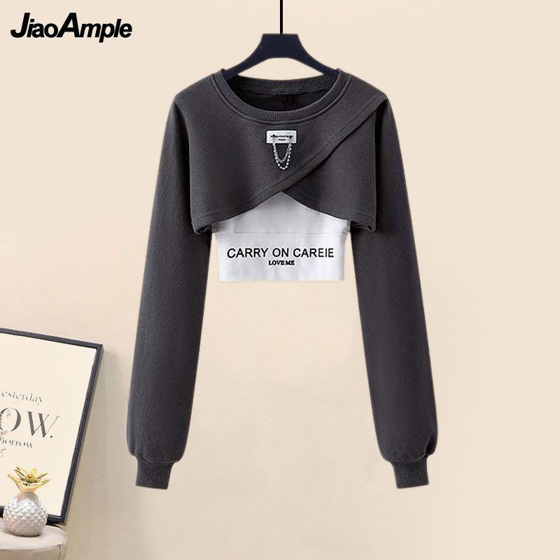 Women's Autumn Winter Suit Korean Elegant Loose Short Sweater Vest Cargo Pants 3 Piece 2024 New Casual Sportswear Matching Set