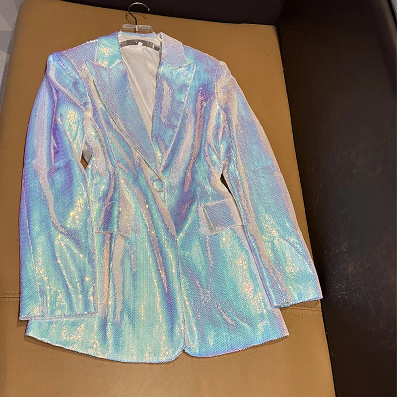 Clearance Sale Price Blazer S-XXXL Red White Black Purple Fashion Women's Blazer Outfit white sequins jacket
