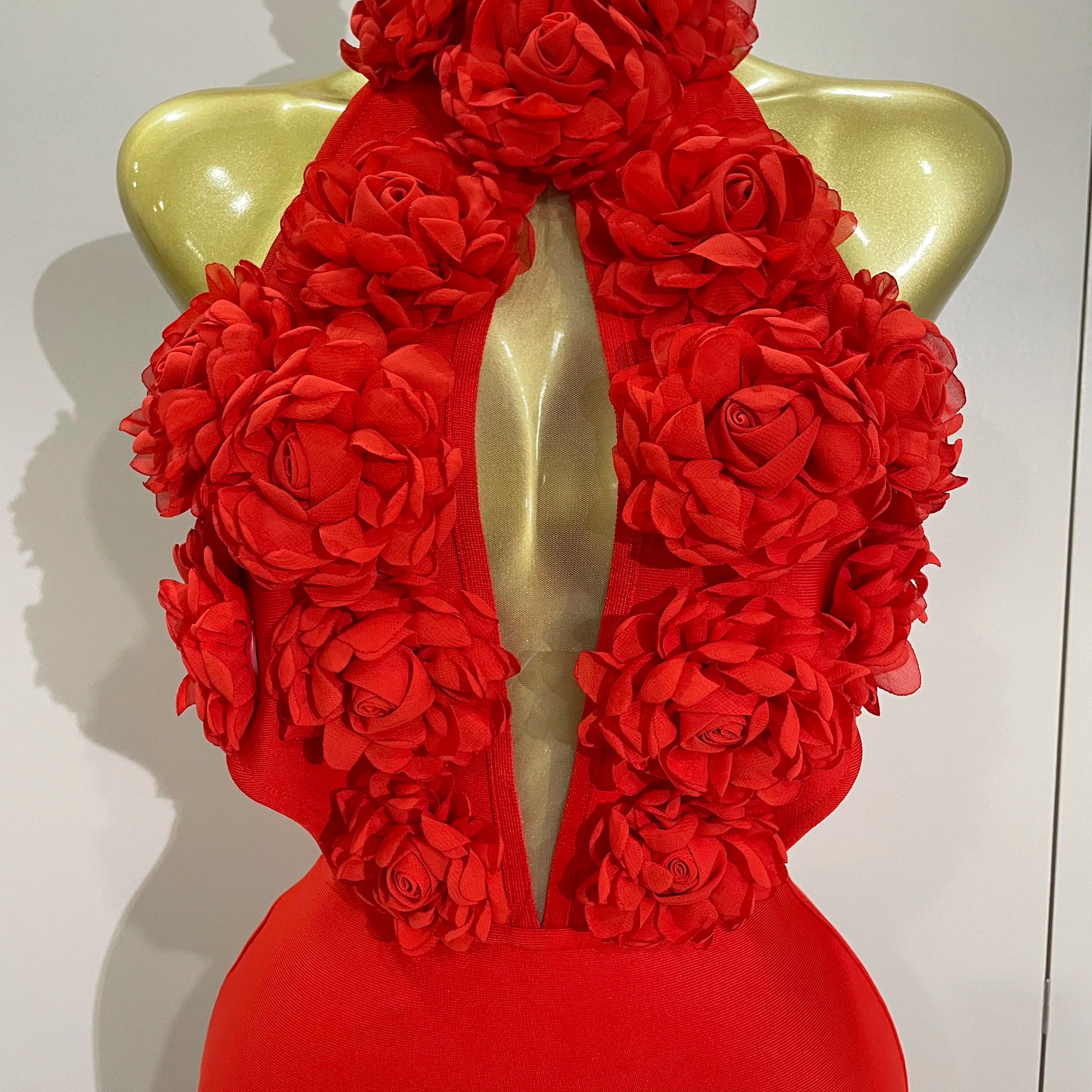 Women Celebrity Sexy Halter Backless Flower Long Bandage Bodycon Dress 2025 Luxury Birthday Dress Elegant Evening Party Outfit