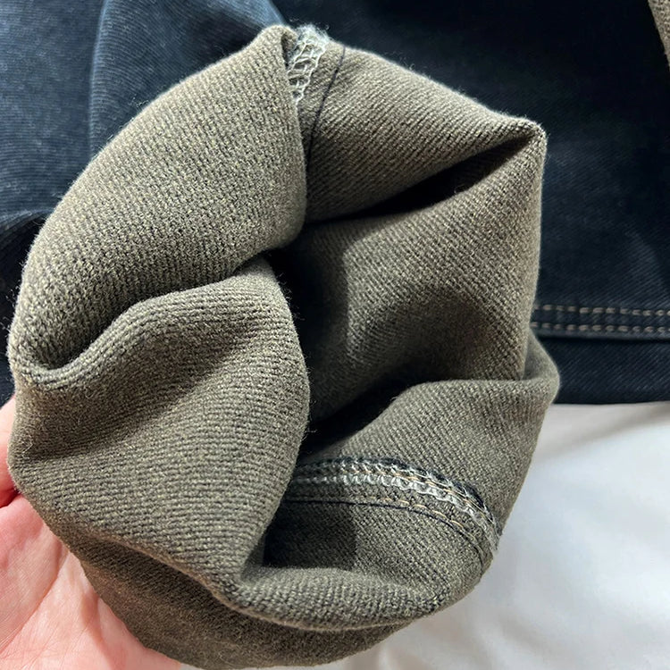 Winter Winter Thick Warm Jeans For Women Solid High Waist Straight Denim Pants Vintage Female Clothing