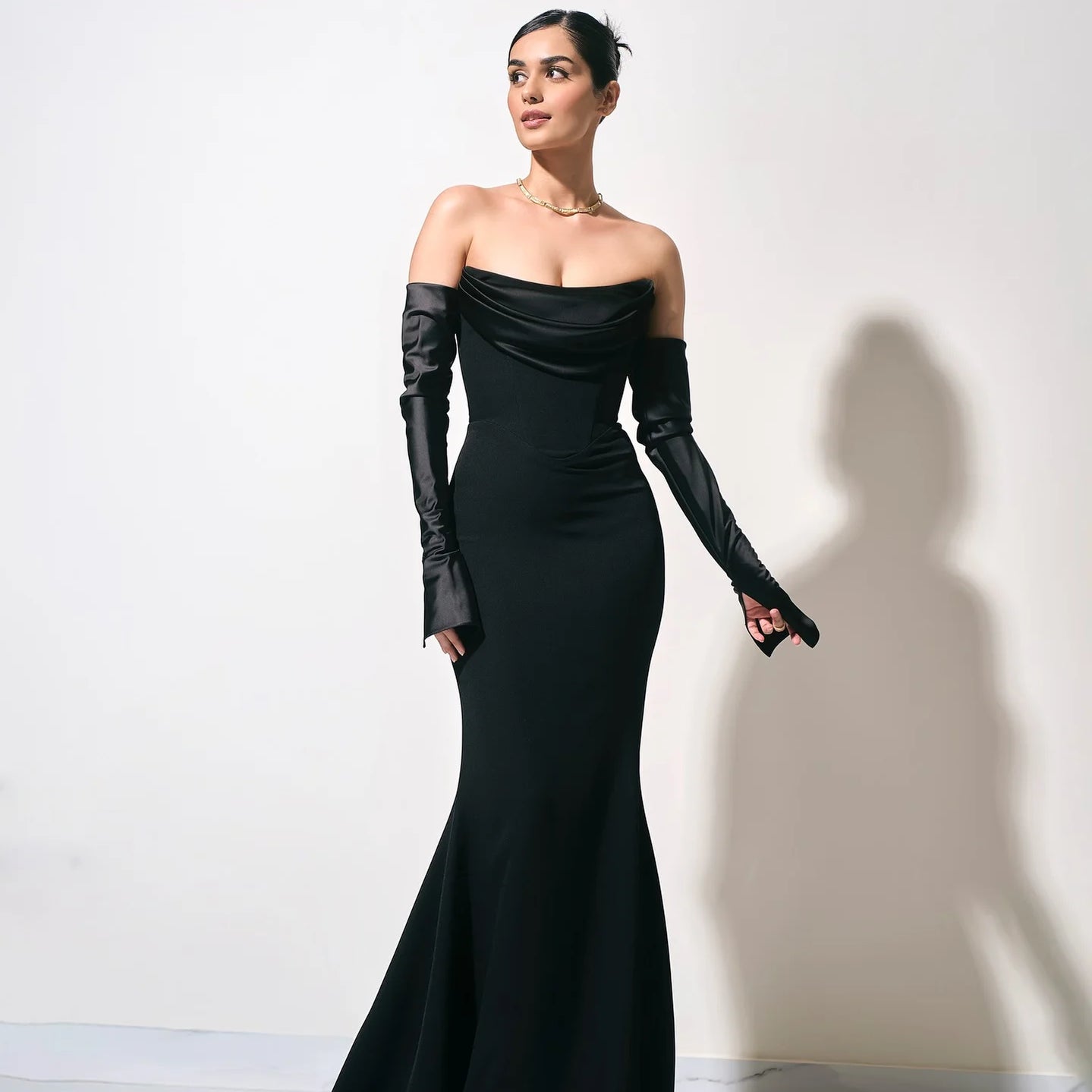 Sexy Off The Shoulder Long Sleeve Strapless Floor Length Dress Elegant Woman Wedding Party Vestido Celebrity Party black