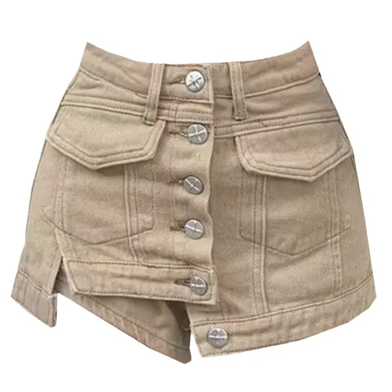 Summer Denim Shorts jeans Skirts Women Shorts Ripped Solid Color Cotton Blend Attractive Leisure Shorts Femme Pantalones Mujer khaki