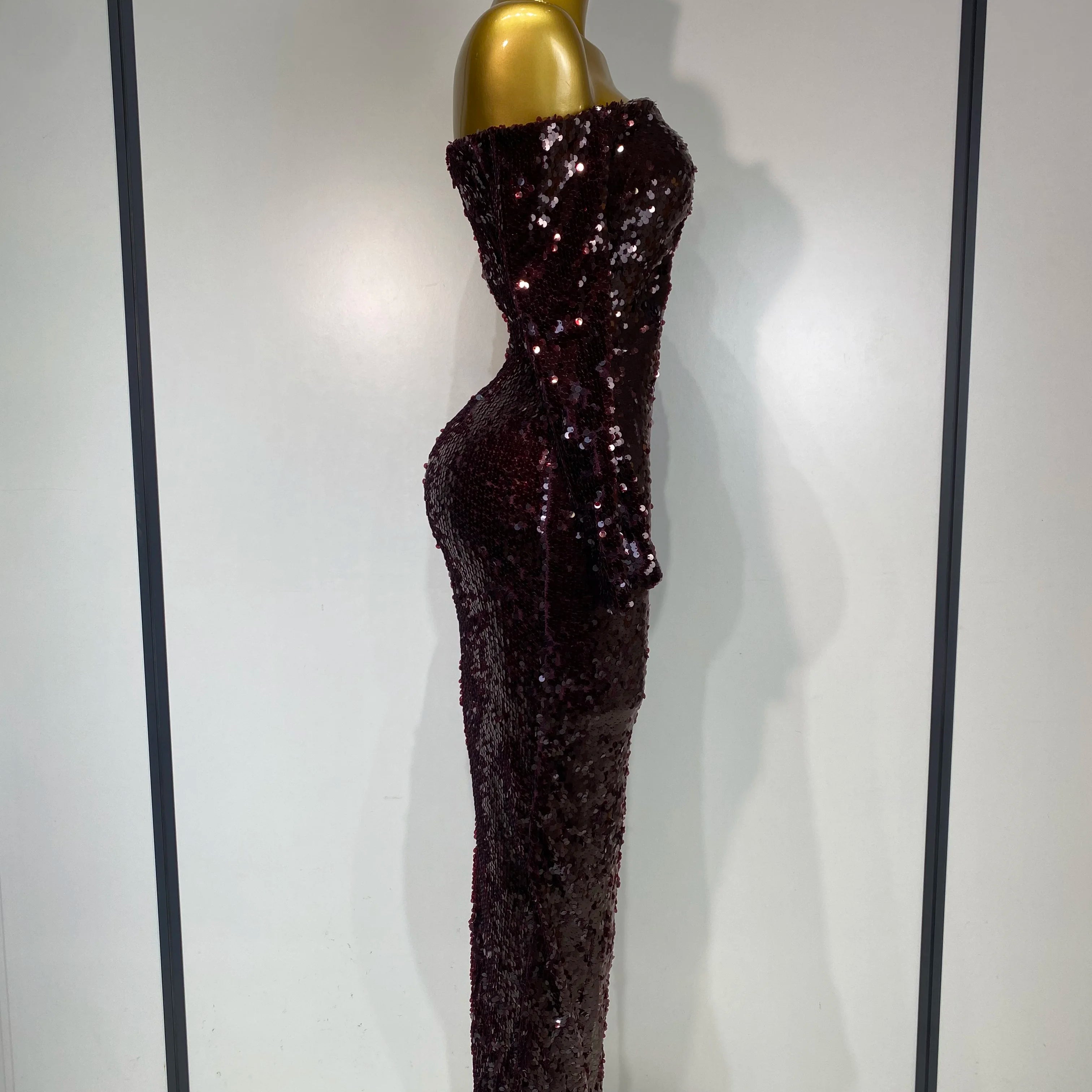 Women 2025 Luxury Sequin Celebrity Sexy Off Shoulder Long Bodycon Dress Elegant Evening Club Party Fashion Birthday Dresses