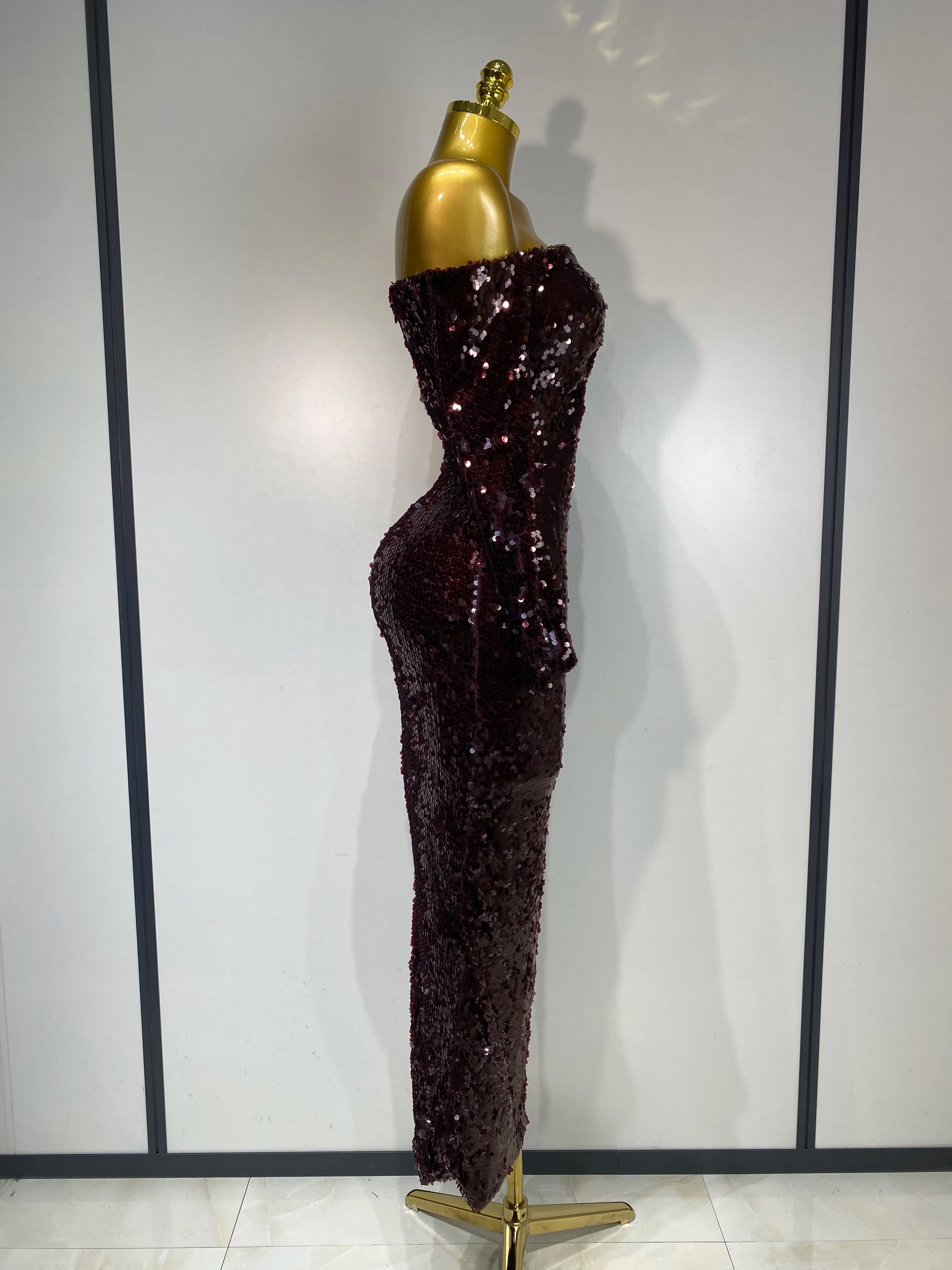 Women 2025 Luxury Sequin Celebrity Sexy Off Shoulder Long Bodycon Dress Elegant Evening Club Party Fashion Birthday Dresses