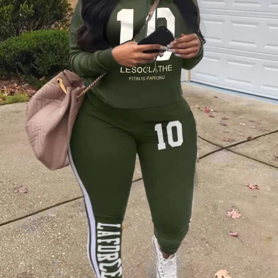 LW Plus Size Tracksuit Sets Drawstring Letter Striped Set Womens 2 Piece Sweatsuits Hoodie & Sweatpants Jogging Suits Outfits green