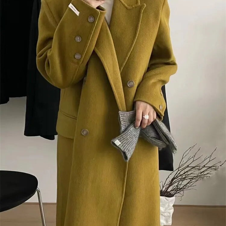 Winter Coats for Women 2024 Woolen Coat Long Single Breasted Womens Clothing Coats and Jackets Autumn Patchwork