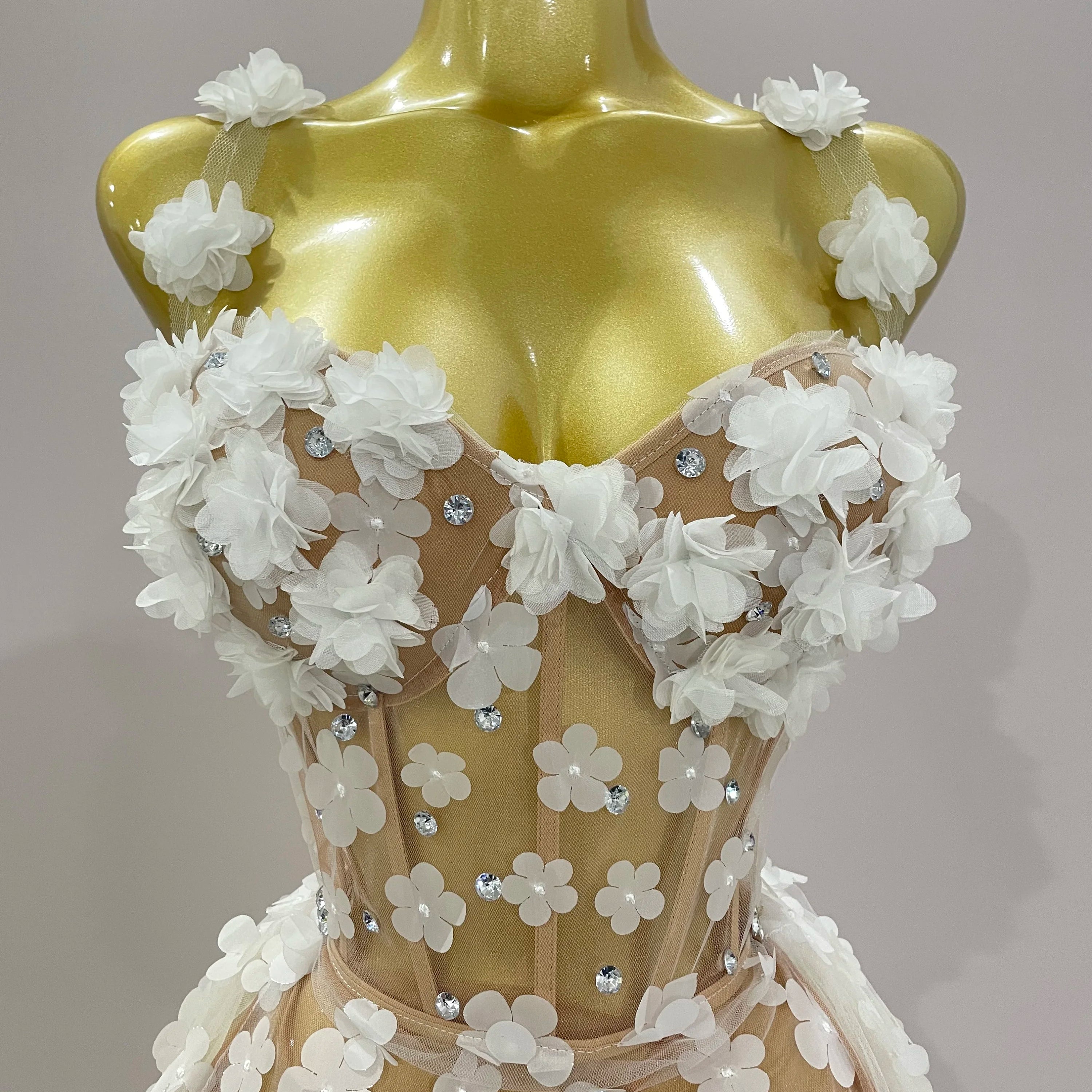 Sexy Mesh See Through Flowers Backless Long Dress 2025 Women Elegant Party Wedding Celebrate Evening Gown Prom Hotwife Outfit