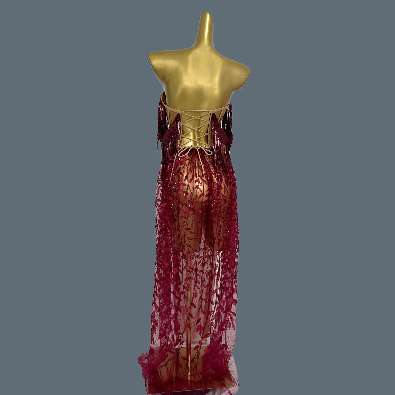 Women Sequins Dress Party Birthday Maxi Dress for Lady Strapless Tassel Gowns Prom Singer Stage Club Show Wear High-end Liushu