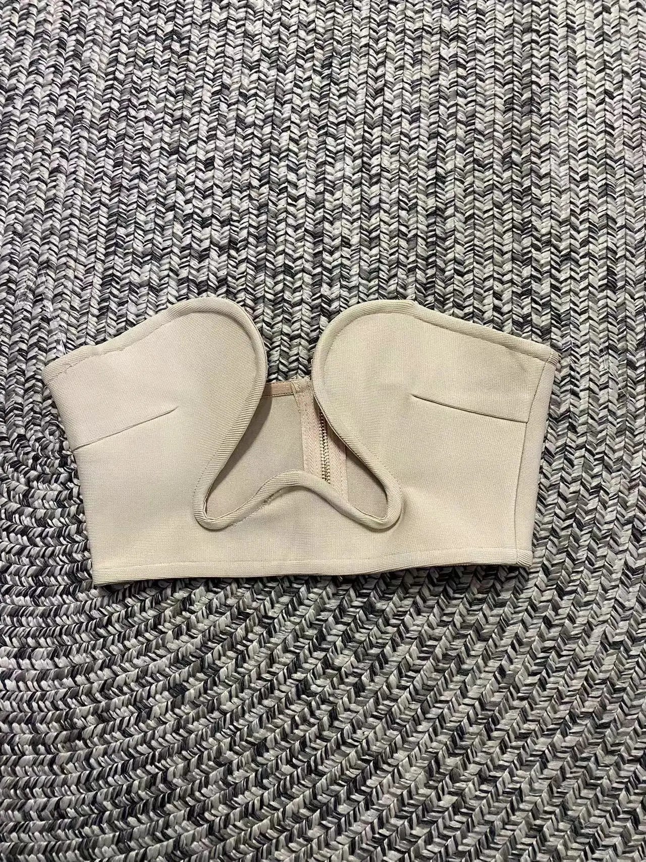 New Summer Black White Fashion Off the Shoulder Tops Sexy Bandage Strapless Short Tops Tank High Quality Khaki