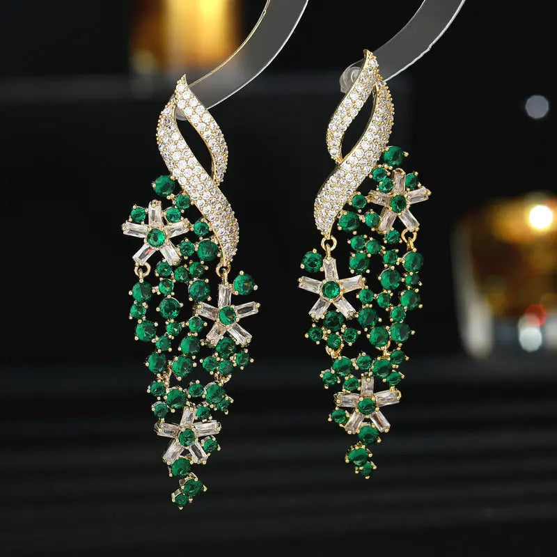 SUYU Fashion Dress Paired With Earrings Exaggerates The Grandeur Of Heavy Industry Earrings green-1