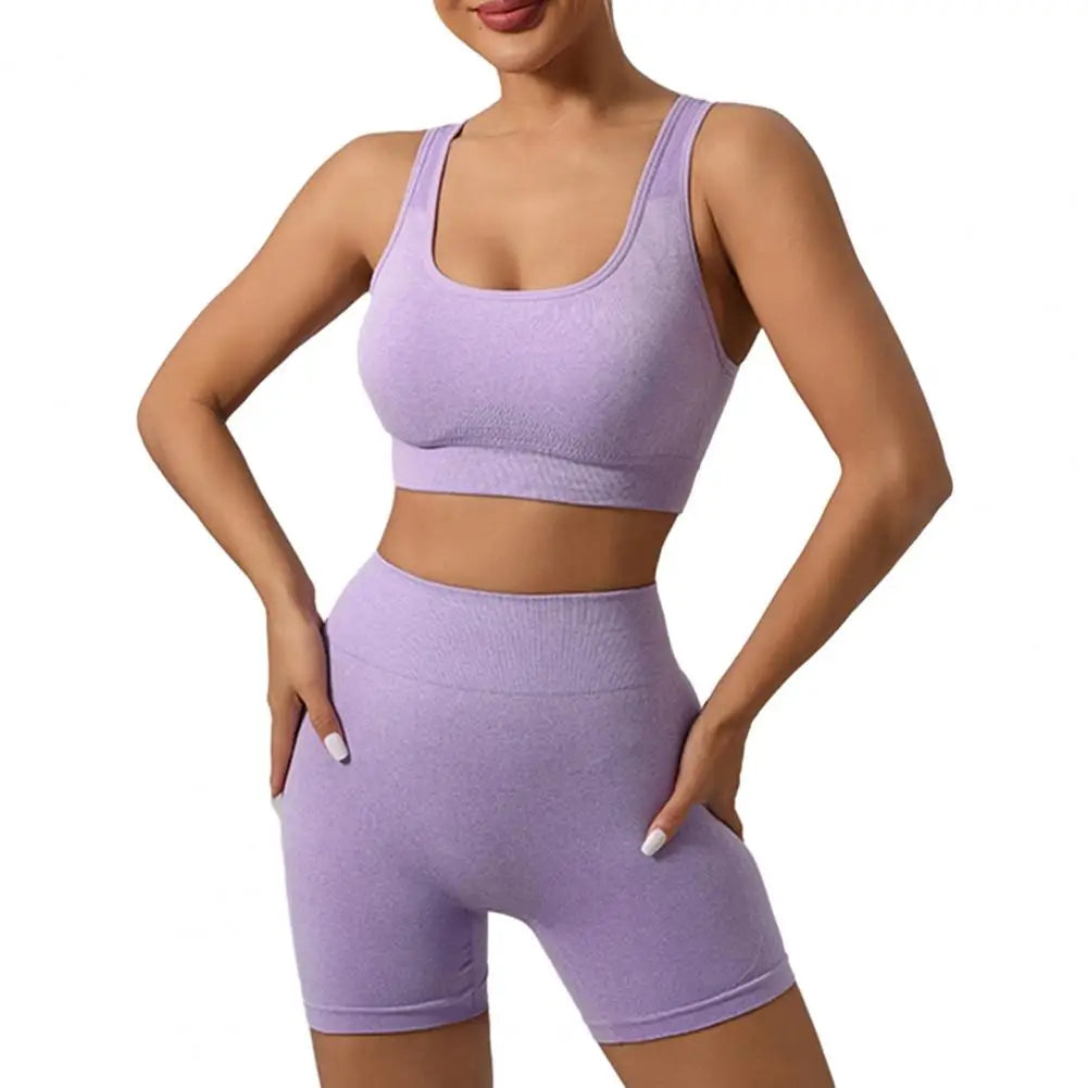 Women Sports Suit Yoga Outfit Exercise Set for Women High Waist Leggings Sports Bra Fitness Outfit for Gym Workout Yoga Bra Purple
