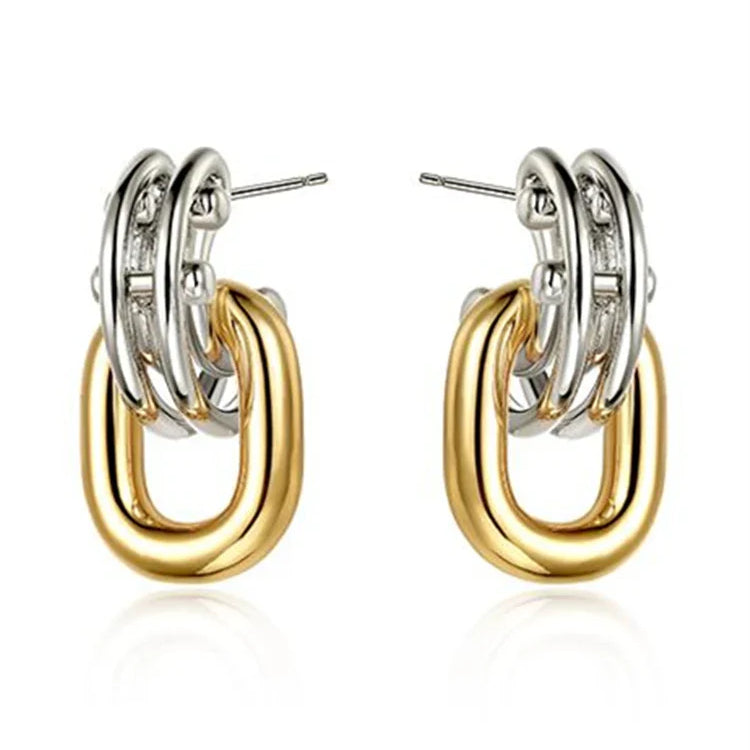 kshmir 2022 temperament two-color metal stitching fashion women earrings earrings women Jewelry Accessories Gifts